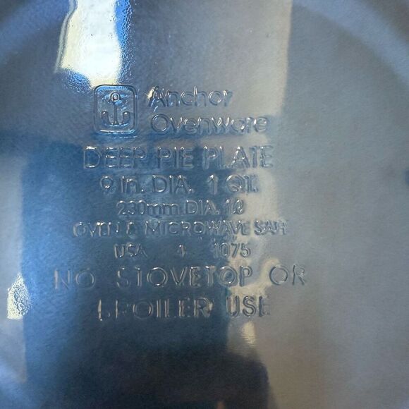 Anchor Hocking VTG Cobalt Blue Glass deep Pie Dish 9” 1qt with Handles - Picture 5 of 5